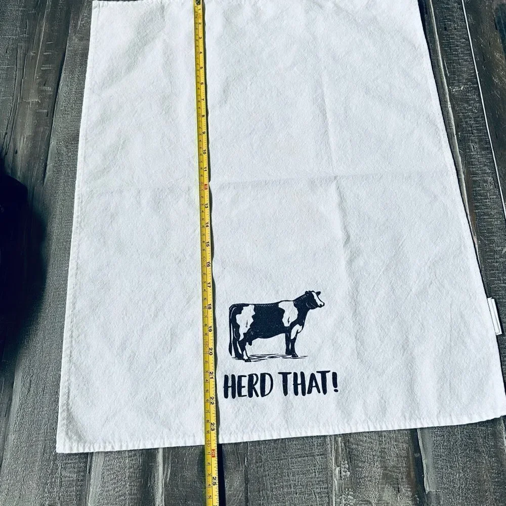 Herd That! Funny Cow Farmhouse Dish Towel Tea Towel